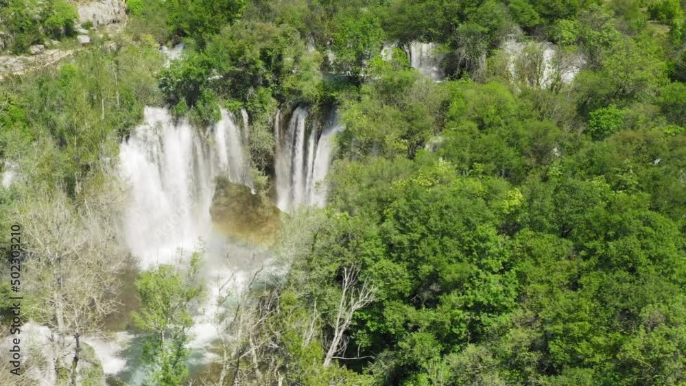Aerial view of Manojlovac waterfall in Krka National Park, Croatia Aerial view of Manojlovac waterfall in Krka National Park, Croatia