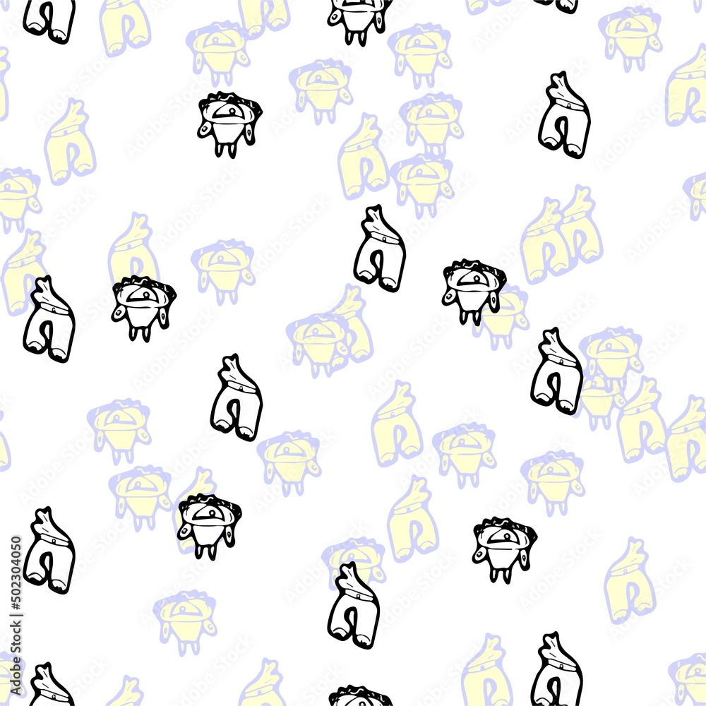 Pattern with a girl and a wardrobe on a white background for your design Pattern with a girl and a wardrobe on a white background for your design