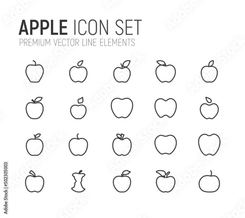 Simple line set of apple icons.