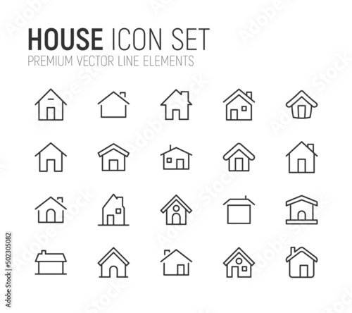 Simple line set of house icons.