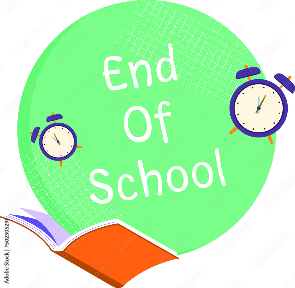 Set of school book and o'clock. end of school year. The concept of