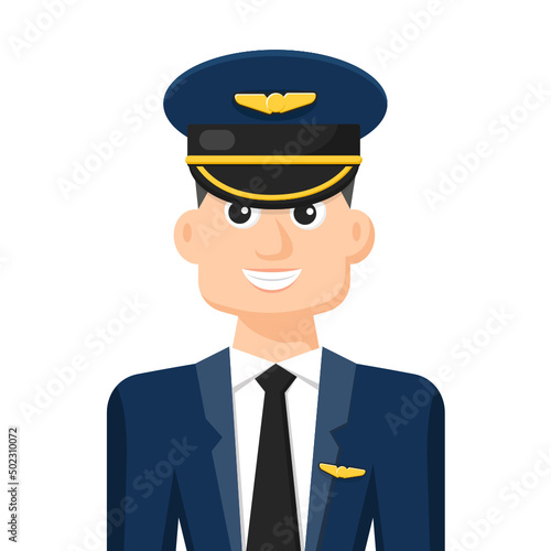 Colorful simple flat vector of airline pilot, icon or symbol, people concept vector illustration.