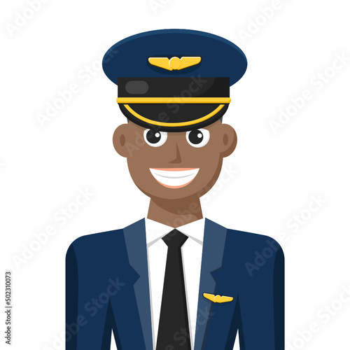 Colorful simple flat vector of airline pilot, icon or symbol, people concept vector illustration.