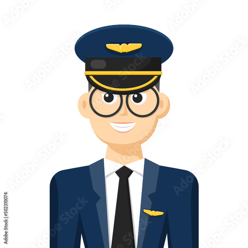Colorful simple flat vector of airline pilot, icon or symbol, people concept vector illustration.