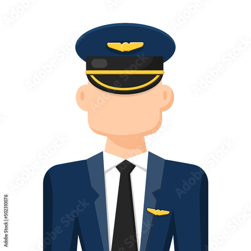Colorful simple flat vector of airline pilot, icon or symbol, people concept vector illustration.