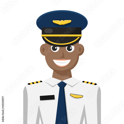 Colorful simple flat vector of airline pilot, icon or symbol, people concept vector illustration.