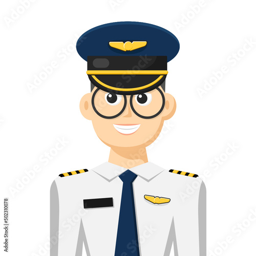 Colorful simple flat vector of airline pilot, icon or symbol, people concept vector illustration.