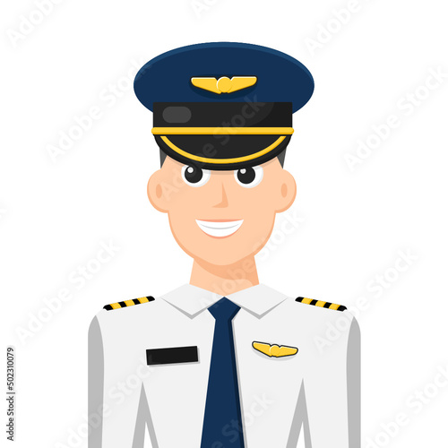 Colorful simple flat vector of airline pilot, icon or symbol, people concept vector illustration.