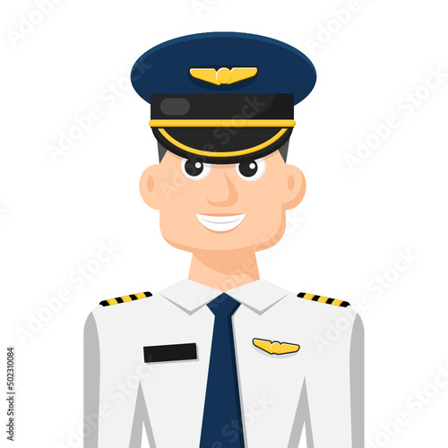 Colorful simple flat vector of airline pilot, icon or symbol, people concept vector illustration.