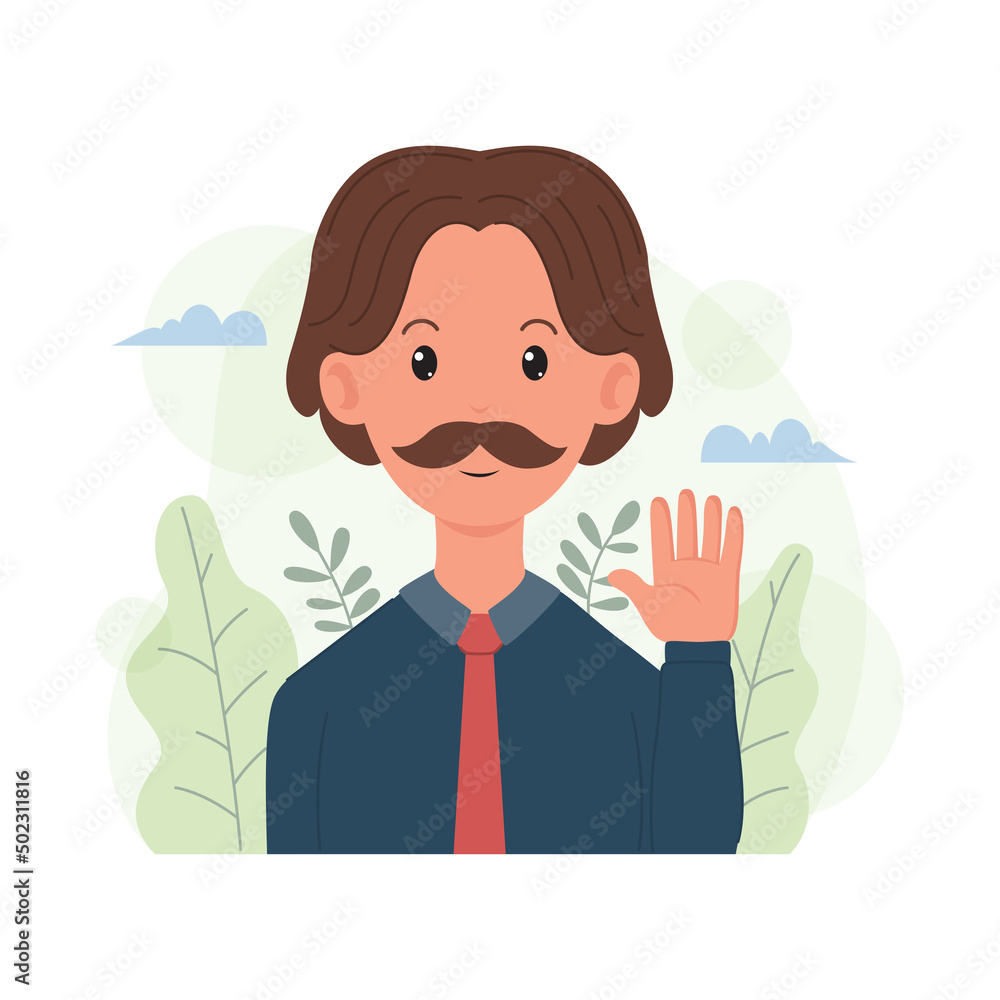 portrait of an employee waving his hand