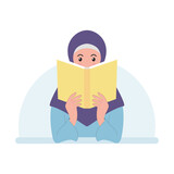 portrait of a Muslim woman reading a book