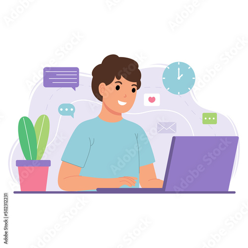 Flat graphic designer desk