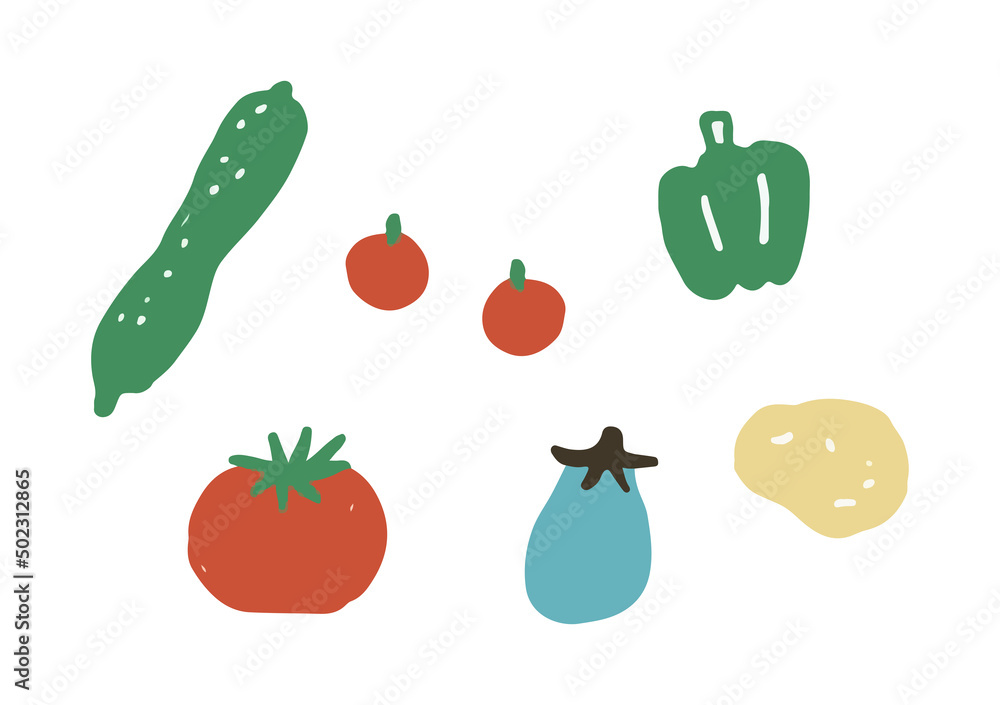 ゆるいタッチの野菜ベクターイラスト　