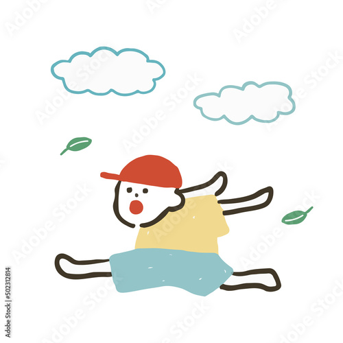 遊ぶ子供のベクターイラスト　ゆるいタッチ