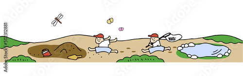 遊ぶ子供の背景ベクターイラスト
