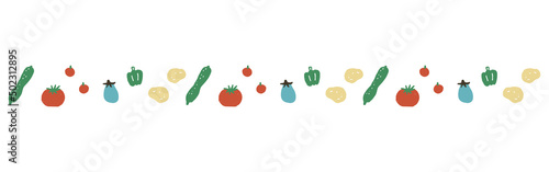 ゆるいタッチの野菜ベクターイラストライン　北欧風