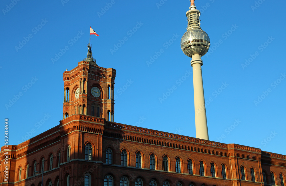 Red City Hall and TV tower - Berlin, Germany