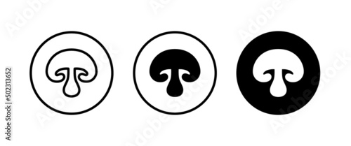 Champignon mushroom icon button, vector, sign, symbol, logo, illustration, editable stroke, flat design style isolated on white