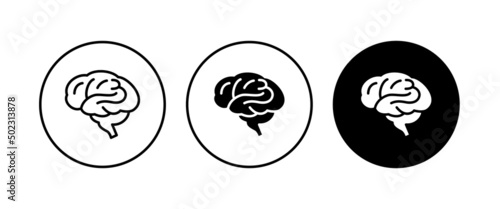 Human brain medical vector icon logo, sign, editable stroke illustration isolated on white background