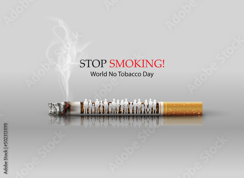 Stop Smoking Concept with Cigarette Turning Into People