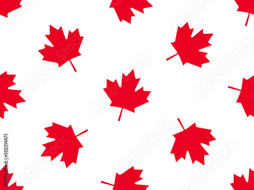 Canada. Maple leaf on a white background. Seamless texture