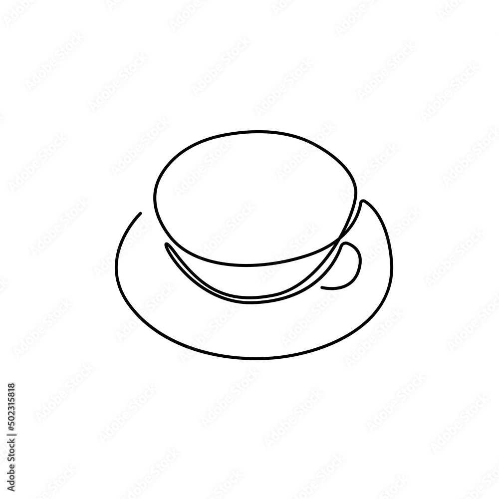 Continuous One Line Drawing of Simple Cup Black Sketch Isolated on White Background. Cup Line Art Vector Drawing. Continuous One Line Drawing of Simple Cup Black Sketch Isolated on White Background. Cup Line Art Vector Drawing.