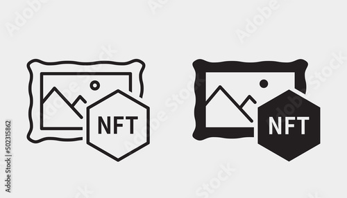 NFT icon. Black vector illustration isolated on white background.