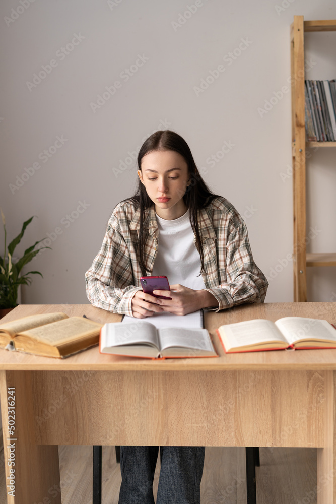 online learning concept, asian college student studying using smart phone and online lecture, distance education, remote college student, girl using study app online learning concept, asian college student studying using smart phone and online lecture, distance education, remote college student, girl using study app