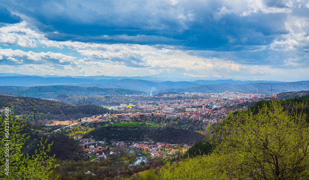 Top view of Veliko Tarnovo city, Bulgaria landscape - Arbanasi village
