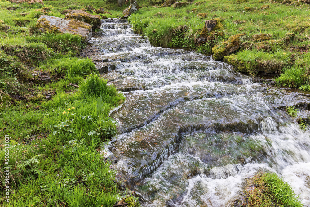 Running water in a stream Running water in a stream
