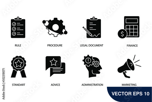 administration icons set . administration pack symbol vector elements for infographic web