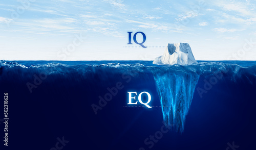 EQ versus IQ concept with iceberg photo