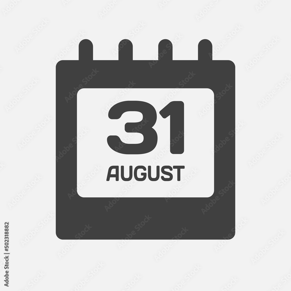 Icon day date 31 August, template calendar page Icon day date 31 August, template calendar page