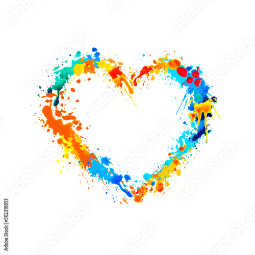 Heart of watercolor splash paint. Vector icon. Love symbol