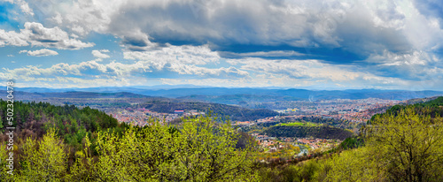 Top view of Veliko Tarnovo city, Bulgaria landscape - Arbanasi village
