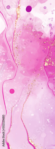 Vector pink coral banner. Hand drawn abstract paint brush stroke.