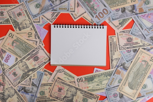 US Dollar banknote on desk background, money and banking concept