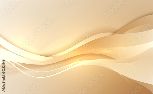 Abstract Gold Waves. Shiny golden moving lines design element for greeting card and disqount voucher.