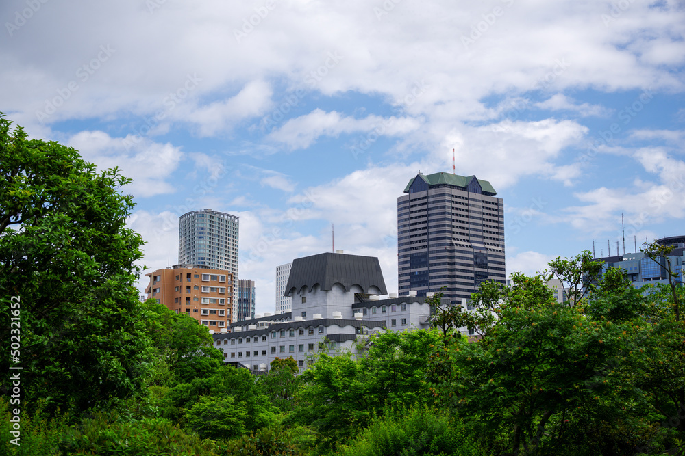 新緑と街の風景