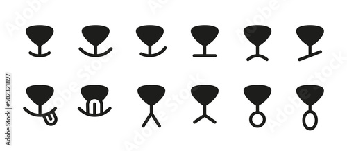 Dog face with mouth, tongue and nose. Doggy emotions. Smile, surprise and sad cat face. Kawaii icons set. Vector illustration isolated on white background.