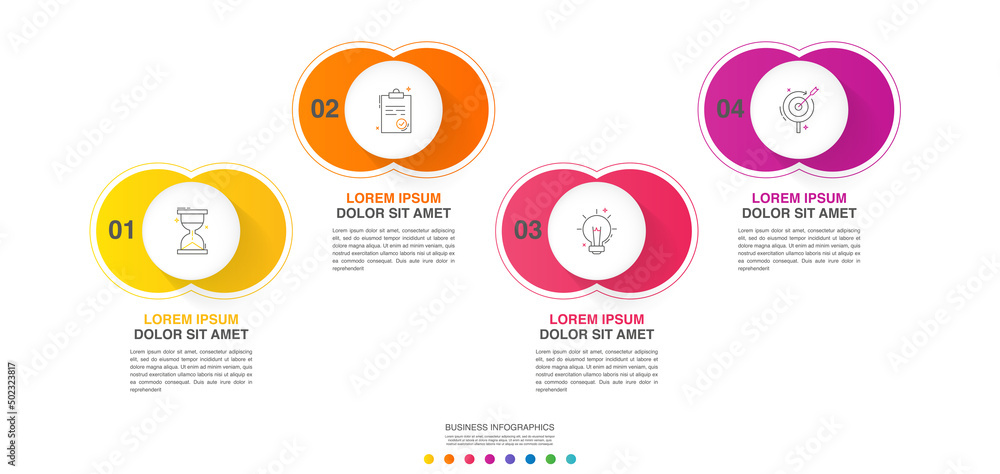 timeline template with circle buttons presentation web... Vector circle infographics. Modern business timeline template with four ...