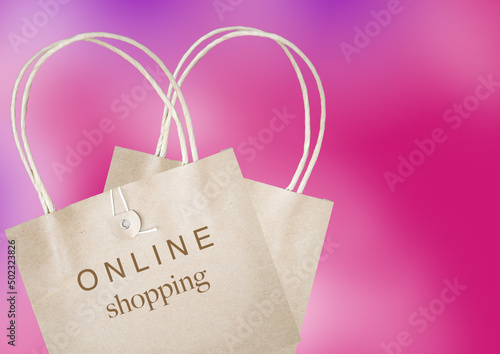 Online Shopping Concept Words on Paper Bag
