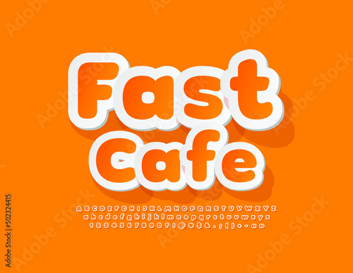 Vector modern logo Fast Cafe. Sticker style Font. Paper Alphabet Letters, Numbers and Symbols set