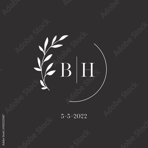 Letter BH wedding monogram logo design template