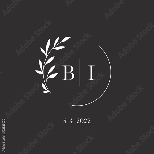 Letter BI wedding monogram logo design template
