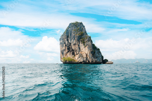 rocky mountain island in the sea