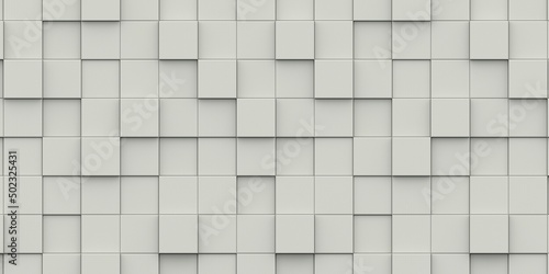Modern Abstract White texture cube box wall, 3D Rendering