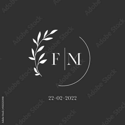 Letter FM wedding monogram logo design template