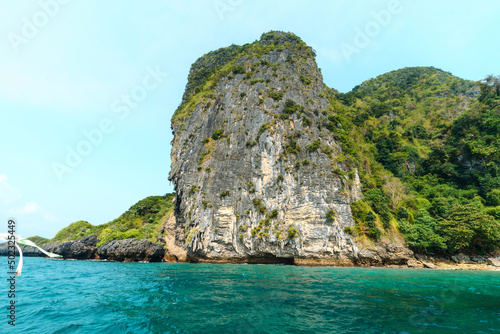 rocky mountain island in the sea