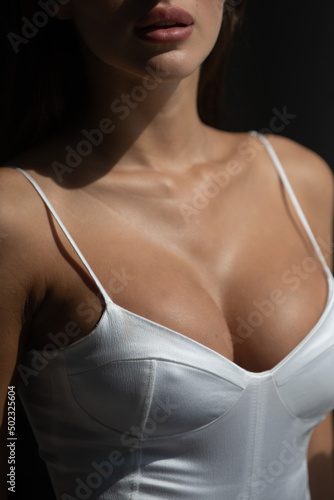 Принти на полотні Sexy woman boobs and slim body, female sexy breast.